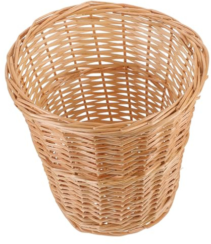HOMSFOU Cestino Elegante Vimini Naturale per Rifiuti e Decorazione Casa Pattumiera Versatile per Ufficio e Domestici Design Vintage e Sicuro come Portaoggetti