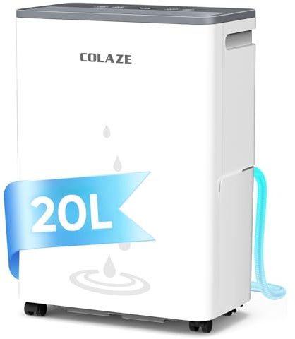 COLAZE Deumidificatore Casa Muffa 20L/24h, Adatto fino a 50㎡, Deumidificatore a Compressore Portatile Silenzioso, Timer 24 ore, Ideale per umidità e condensa