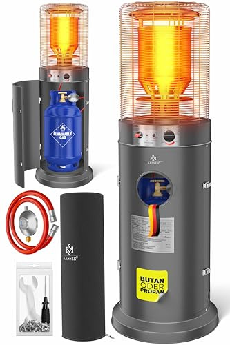 KESSER Stufa a gas KE12 a fungo per terrazze, riscaldamento ad aria aperta, 10 kW, riscaldatore a gas, riscaldatore di calore, riscaldatore – con custodia protettiva, antracite