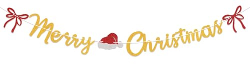 Cartel de Feliz Navidad – Decoración de fiesta de festival de invierno, decoración feliz y brillante, banderines de Navidad, decoración festiva de Navidad, decoración de feliz día festivo, purpurina