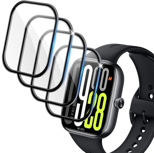Vuciya Pack of 4 Protector Pantalla para Xiaomi Redmi Watch 5,3D Curved Cobertura total Alta Definición Anti-Arañazo sin Burbujas Protector