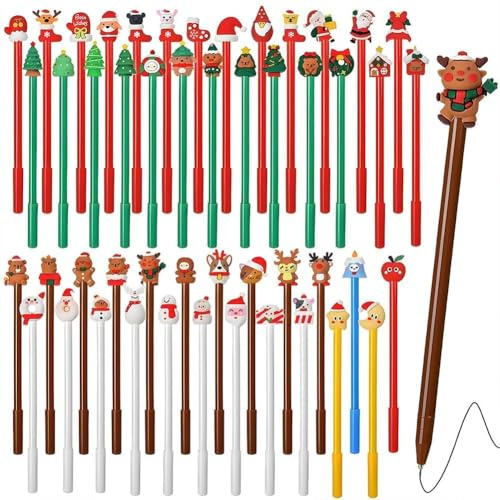 CYGMRFH Kugelschreiber Weihnachten, 50 Stück Weihnachts Cartoon Gel Tintenroller, Weihnachten Stifte Set, Gelschreiber Weihnachten, Weihnachtsgeschenke Kleinigkeiten für Kinder Studenten Büro