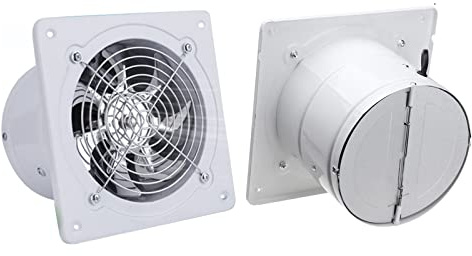 IGTOPS Axiell fläkt för rör Ø100mm, utblåsnings-/ventilationsfläkt, industriell rörfläkt beständig mot värme för badrum, toalett, kök, växthus, tält, garage, vit (vit fyrkantig)
