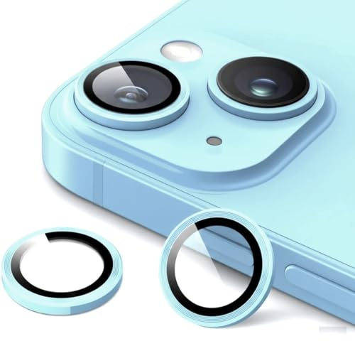 KK KENIK Camera Lens Protector For iPhone 13/13 Mini, Ring Design, 9H Tempered Glass, Waterproof, Scratch-proof For iphone 13/13 Miki Camera Lens Protector (Blue Colour)