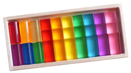 QUXVUIS Bausteinset für Kinder – Einzigartige Regenbogen Acrylbausteine begeistern Junge Lerner und Sorgen für langanhaltenden Lernspaß. Dieses pädagogische, Stil B