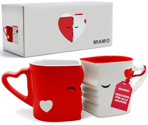 MIAMIO – Set di tazze da caffè in ceramica baci (rosso)