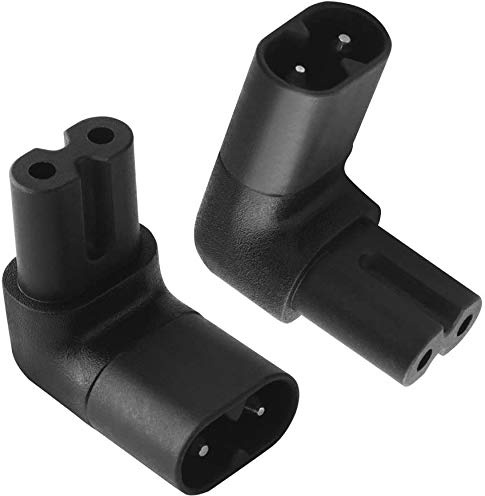 baolongking AC-Adapter-Verlängerung IEC 320 C7 auf C8, 90 Grad nach oben und unten, rechtwinklig, 1 Stück, Schwarz