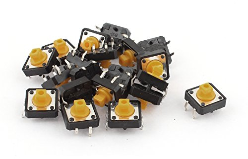 Aexit 20 Unids 12x12x8mm 4 Pin SPST Momentáneo Micro Mini (model: X5028IIVI-9986YC) Botón Pulsador Interruptor