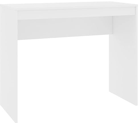 vidaXL Escritorio Contrachapada Mobiliario Casa Oficina Decoración Diseño Sencillo Elegante Funcional Práctico Compacto Versátil Blanco 90x40x72cm
