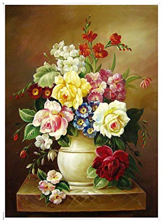 EACHHAHA Puzzle 1000 Teile,Topfpflanzen mit schönen Blumen im klassischen Stil,1000 Teile Puzzle für Erwachsene und Kinder ab 14 Jahren Erholung und Entspannung,70x50cm / 27.5x19.7in