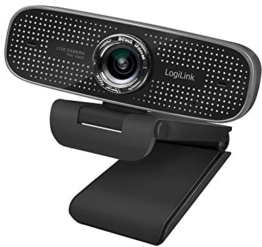 LogiLink UA0378 - Konferenz HD-USB-Webcam, 100° Weitwinkelobjektiv, Dual-Mikrofon mit Rauschunterdrückung, mit manueller Fokus, für Videokonferenzen & Live-Streaming, Schwarz