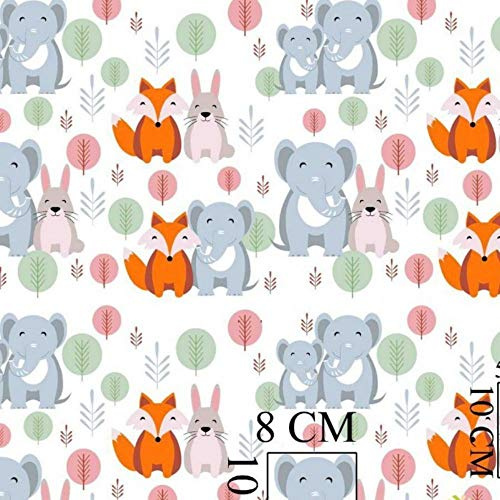 Pingianer 11,99 €/m djur, skog, 2, 100 % bomull, bomullstyg, barn, metervara, hantverk, sömnad, tyg (elefant + räv, 100 x 160 cm färgfamilj)