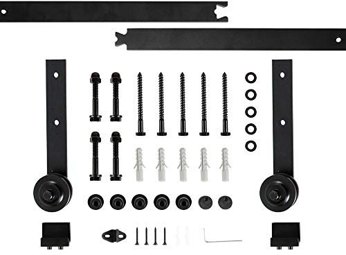 Système de Porte Coulissante, Kit de Rail pour Porte Coulissante, Rail + Roulette, 200 cm (Type de barre)