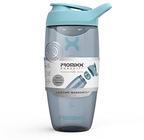 Promixx Pursuit Protein Shaker Bottle - Premium Shaker for Protein Shakes - Lifetime Durability, Leakproof, Odourless - 700ml / 24oz (Ocean Calm Blue)