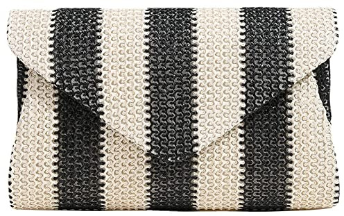 Obosoyo Straw Crossbody Bag Straw Clutch Women Woven Straw Shoulder Bags Summer Beach Envelope Purse Wallet