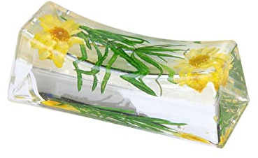 Japanese Chopstick Rest / Spoon Fork Knife Holder with Real Flower in Acrylic (Asparagus Yellow