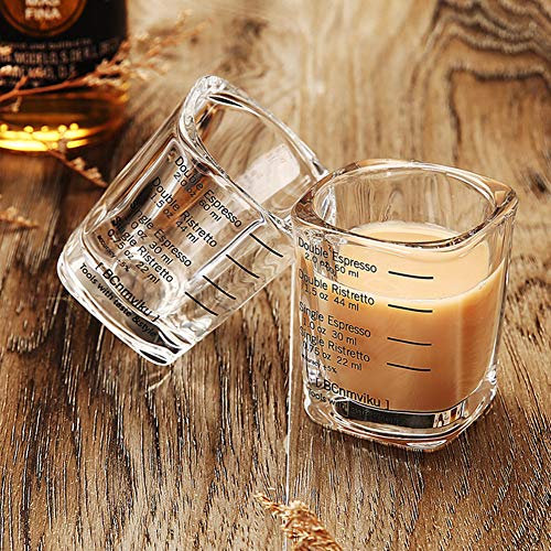SIQITECH 2pcs Verres à Mesurer 60 ML Tasse à Mesurer Résistant à la Chaleur Cuisine Verres à Liqueur Tasse de Café Transparente Verres à Expresso Tasse à Expresso 60ml Verre à Shot Tasses Graduées