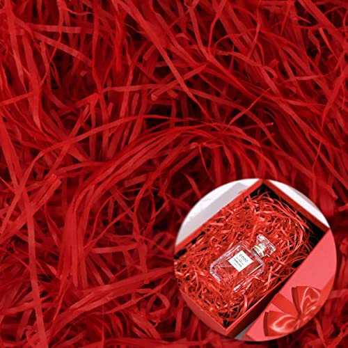 Geschreddertes Papier Füllmaterial, Hillylolly Geschreddertes Seidenpapier Rot, 200g Papier Füllmaterial Geschenk, Füllpapier für Geschenke DIY Geschenkkorb Geschenkbox Geschenktüten (Rot)
