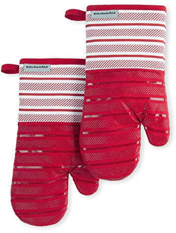 KitchenAid Albany Oven Mitt 2-Pack Set, Passion Red, 7x13