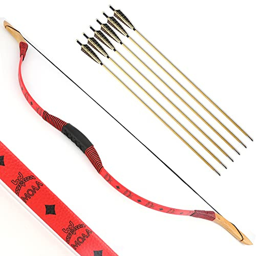 SHARROW Traditioneller Bogen Recurve Bogen und Pfeile Set Langbogen 20-50lbs Handgemacht Holzbogen Reiterbogen Sportbogen Jagdbogen für Erwachsene und Anfänger (50lbs, Typ 5)