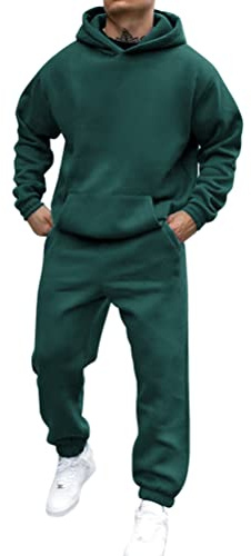 shownicer Sportbekleidung Trainingsanzug Herren Einfarbig Hoodie Mit Kapuze Langarm Mit Taschen Hausanzug 2-Teilig Herbst Winter Kapuzenjacke Jogginghose Jogginganzug Set