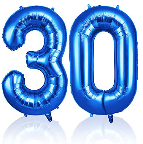 OFFCUP Palloncini Compleanno Blu 101 CM, Palloncino Numero 30, Foil Palloncini Numeri, Giganti Palloncini Numeri, Decorazioni Festa Compleanno, Gonfiabili Pallone per Anniversario