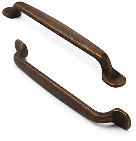FURNIWARE 5 Pack Antique Brass Cupboard Pulls, 6.3 Inch(160mm) Hole Center | Modern Handles for Kitchen Cabinets, Chest of Drawers, Bathroom Vanities, & Wardrobe Doors, Home Renovation & DIY Projects