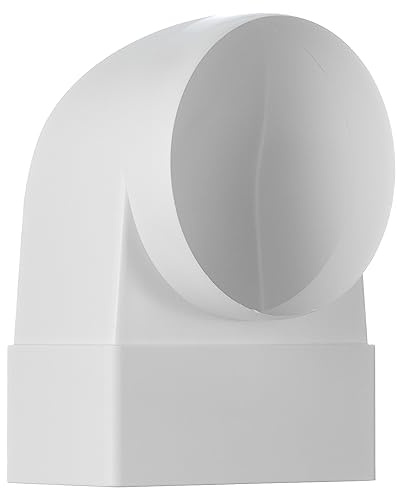 Steinberg14 Weiß Ø 100mm - 110x55mm Umlenkstück 90° Kanal Eckig auf Rund, Rohr/Kanalverbinder (Ø 100mm - 110x55mm)