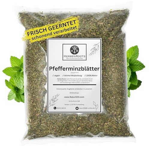 Pfefferminzblätter 500g • Kräutertee klassiker • Erste Wahl • intensiver Geschmack • HerbsnRoots