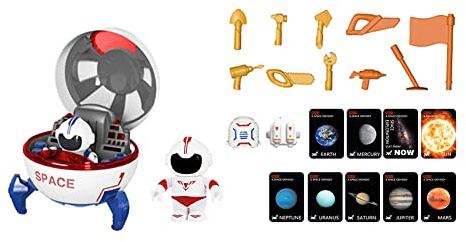 LICHENGTAI Giocattoli Spaziali Avventura con Luci e Suoni, Giocattoli Navi Spaziali con Figura Astronauta, Giocattolo Astronave Esplorazione Spaziale Modello di Aviazione per Bambini Bambini