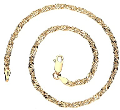 Old English Jewellers 9ct Gold on Silver 10.5 Inch Fancy Bracelet Anklet - Singapore Link Womens Gold finish Anklet Ladies Ankle Bracelet Chain Jewellery