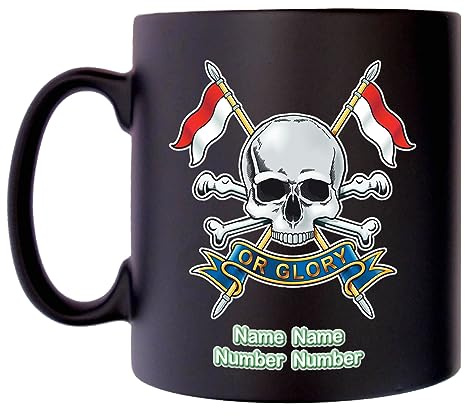 The Royal Lancers Mug with Personalise Option Image of Military Emblem Flag Crest Insignia MOD Official Product Coffee Tea 10oz Black Satin Klassek Gift Present