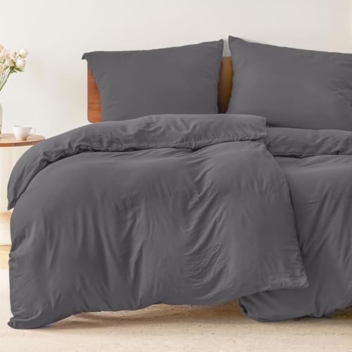 Dreamzie - Bettwäsche 135x200 4teilig - 2 Bettbezüge + 2 Kissenbezüge 80x80 | Anthrazit · 100% Mikrofaser · Bettdeckenbezug · Reißverschluss · OEKO-TEX · Bügelfrei · Pflegeleicht · Atmungsaktiv · Weich
