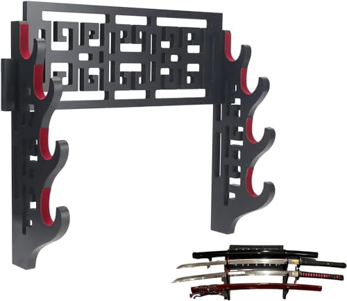 Dfdvye Katana Schwert-Wandhalterung, 4 Etagen, Samt, Wandhalterung, für Wakizashi-Schwerter