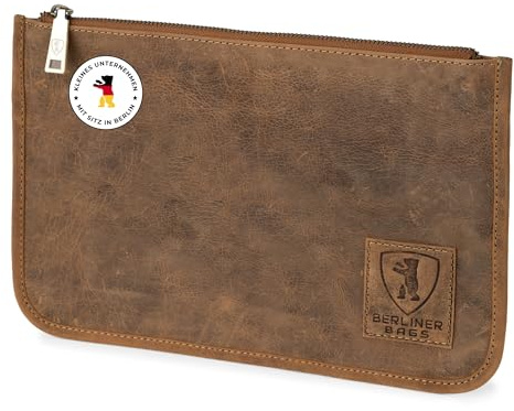Berliner Bags Dokumententasche Theo Vintage, Reisepass Organizer - Braun | Aktenmappe & Dokumententasche aus Echtleder für Herren und Damen, abnehmbares Armband & YKK-Reißverschluss