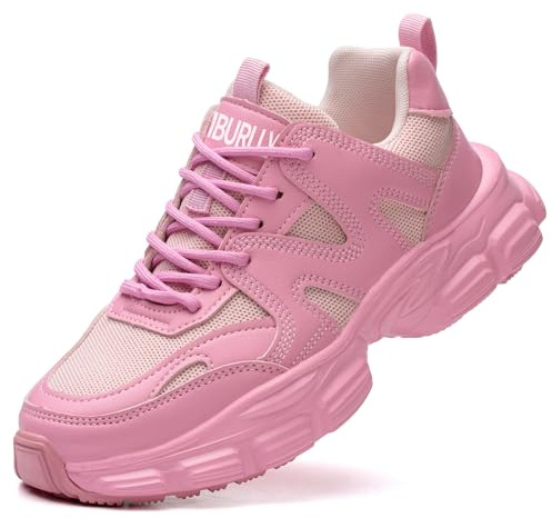 COOU Pink Safety Trainers Women Safety Shoes Non Slip Puncture Proof Lightweight Steel Toe Cap Trainers Pink