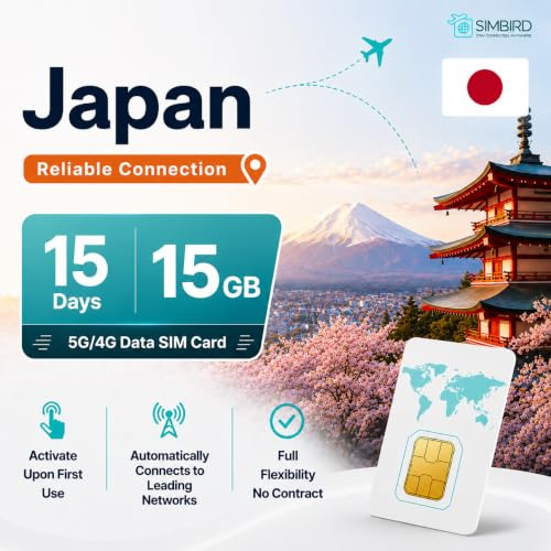 Japan Prepaid Data Only SIM Card, 4.5G High Speed to 256kbps Unlimited Data | Auto-Activation | Hotspot Mobile WiFi | Ready to Use for Business Travel | Docomo IIJmio Network (15 Days, 20GB)