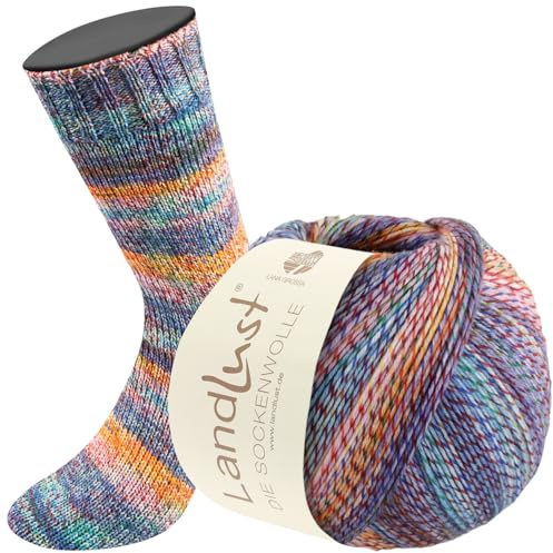 LANA GROSSA Landlust die Sockenwolle | Garn aus Merinowolle in verschiedenen Farben | Handstrickgarn aus 80% Schurwolle (Merino) & 20% Polyamid | 100g Wolle zum Stricken & Häkeln | 420m Garn FB213