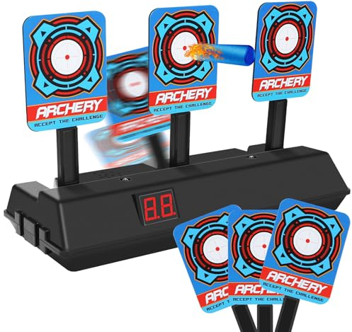 Diana para Pistola Nerf, 3 Diana Nerf, Auto Reset Discos de Tiro Eléctrico, Diana Digital para Nerf Pistolas, Efectos Inteligentes de Sonido y Luz, Juguetes para Niños, Regalos de Cumpleaños