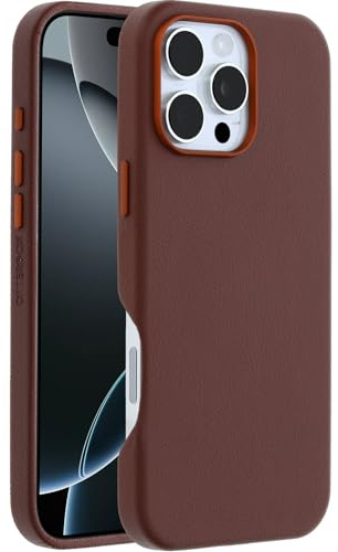 OtterBox Symmetry Cactus Leather MagSafe Hülle für iPhone 16 Pro Max, Braun | Stoßfest und sturzsicher, Dünne Schutzhülle, 3x getestet nach Militärstandard