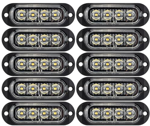 IGTOPS Seitenmarkierungsleuchte 12/24V Anhänger-Seitenleuchte Licht für LKW Wohnmobil Wohnwagen (Weiß, 4*LED, 10 Stück)