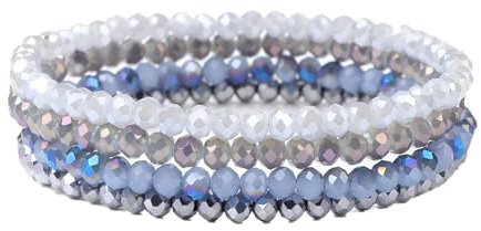 GUSXPPD Damen Kristall Perlen Armband, Mehrschichtiges Steine Armband, Boho Modeschmuck Armbänder Damen, Mehrschichtige Kristall Stein Perlen Armbänder für Frauen Mädchen