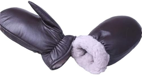 Damen Weiche Lammfell Handschuhe Thermo Kaschmir Futter Handschuhe Braun 12