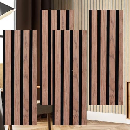 TUPOSTAR Wood Slat Acoustic Panels Wall Panels for Interior Wall Decor 3D Wood Slat Wall Panel Fluted Sound Absorbing Panel,C,130X60CM