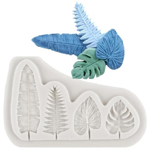 Moules en silicone pour bougies, 8,8 x 5,8 cm, motif feuilles de palmier, tortue, feuilles tropicales, bordures et fondants, outils de décoration de gâteaux, moule à bonbons en résine au chocolat