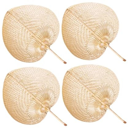 VINTORKY 4stücke Teiliges Woven Hand Fan Aus Bambus Tragbarer Handfächer Für Sommer Handgefertigt Leicht Für Strand Und Partys
