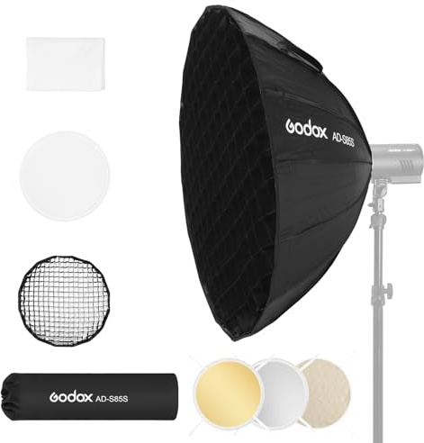 Godox AD-S85S Godox Mount Softbox 85 cm Boîte à lumière avec grille diffuseurs réflecteurs Sac de transport pour flash stroboscopique AD400 Pro AD300 Pro et ML100bi ML100RGB ML60 ML60Bi ML60II Bi ML30