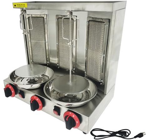 WYDDDARY Shawarma Grill Machine with 3 Burners LP Gas Kebab Gyro Grill Machine Vertical Rotating Broiler for Home Restaurant Kitchen Party