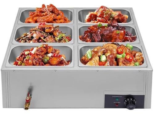 Scaldavivande professionale in acciaio inox, 850 W, con controllo della temperatura e coperchio, per catering, feste e ristoranti