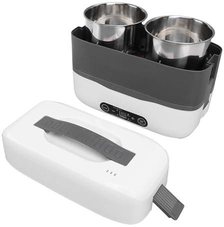 Fdit Boîte à Lunch électrique Chauffage Alimentaire, 2L Boîte à Lunch Chauffée à Double Couche avec Réservation de 24 Heures, Auto-chauffage pour Camion de Voiture, 4 Bols en Acier